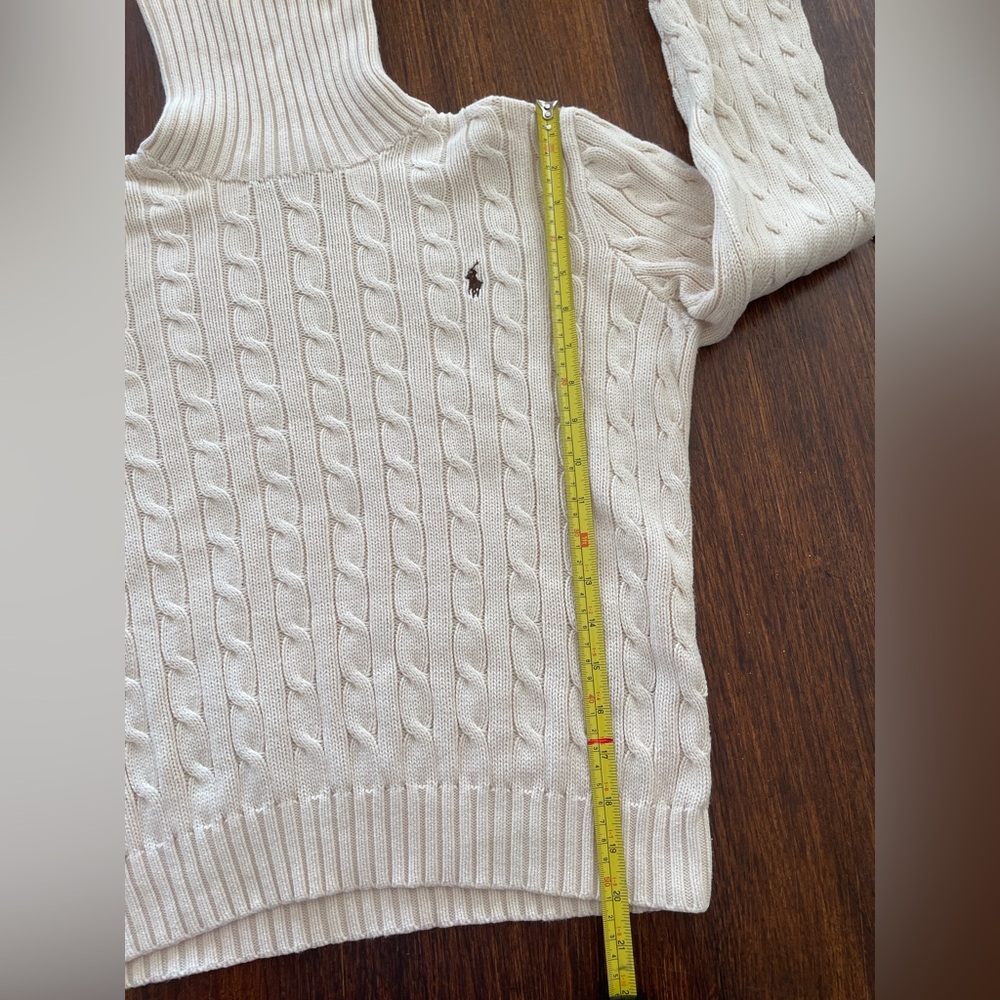Polo Ralph Lauren Cream Cable Knit Turtleneck Sweater - Picture 8 of 9